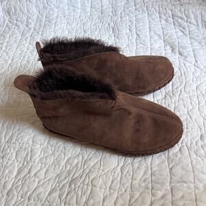 LL Bean Wicked Good Sherpa Lined Suede Slippers Men's 11 Wide Chocolate Brown